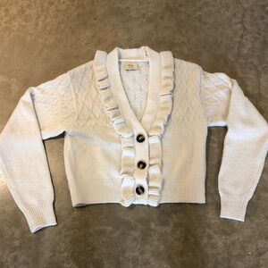 Elie Tahari Ivory Ruffle Cardigan